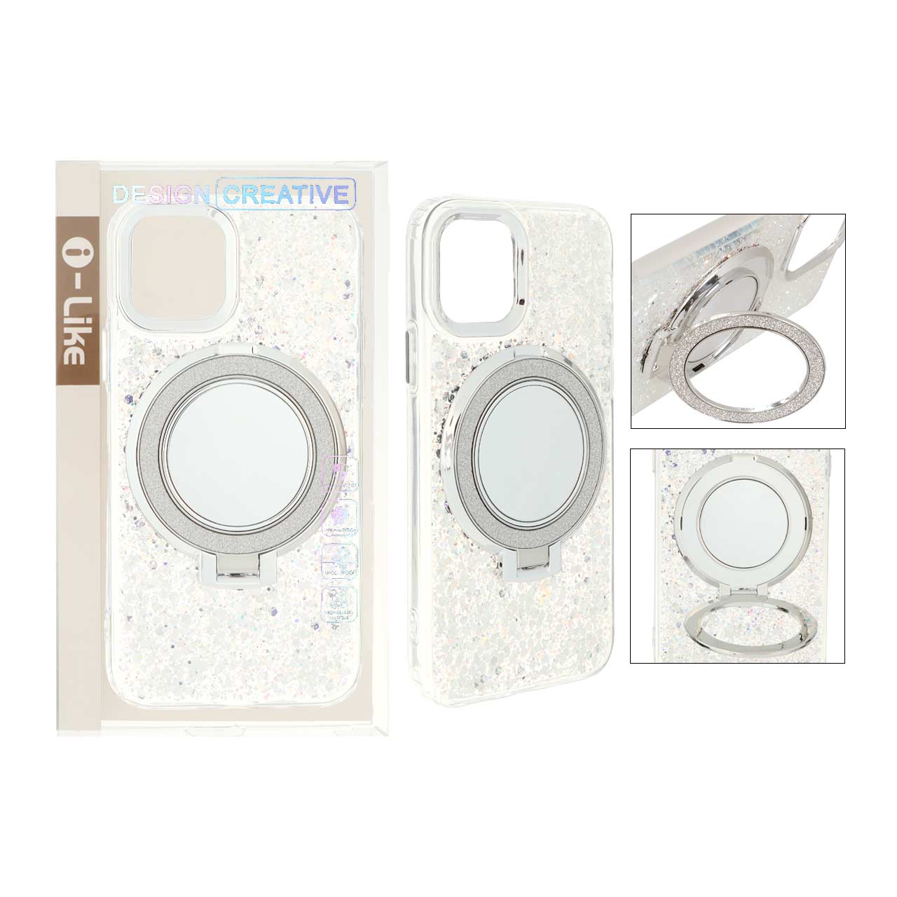 قاب گوشی رزینی مگنتی استندشو Apple iPhone 13 / iPhone 14 - نقره ای