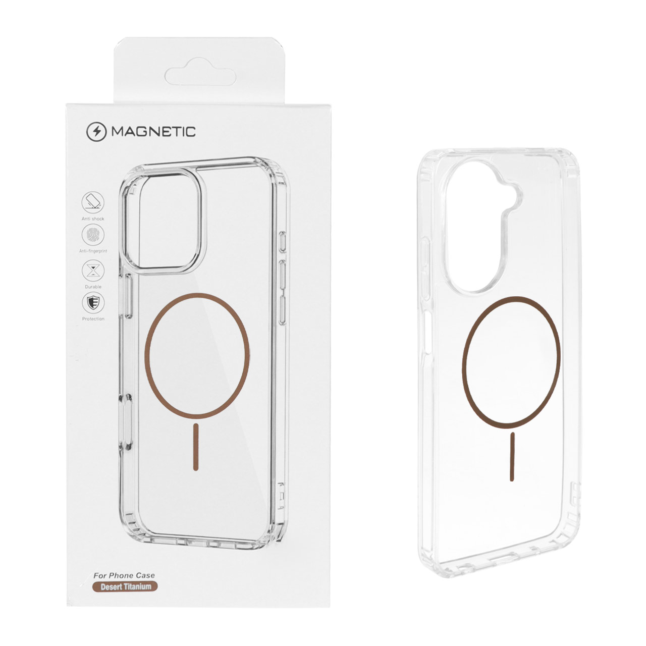 قاب گوشی اورجینال Magnetic دور ژله ای MagSafe مدل Xiaomi Redmi A5 / Poco C71 - صحرایی