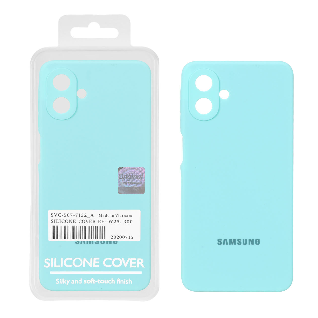 قاب گوشی سیلیکونی پاک کنی اورجینال مدل Samsung A07 - سبز آبی
