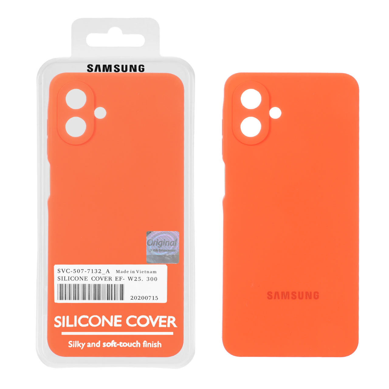 قاب گوشی سیلیکونی پاک کنی اورجینال مدل Samsung A07 - نارنجی