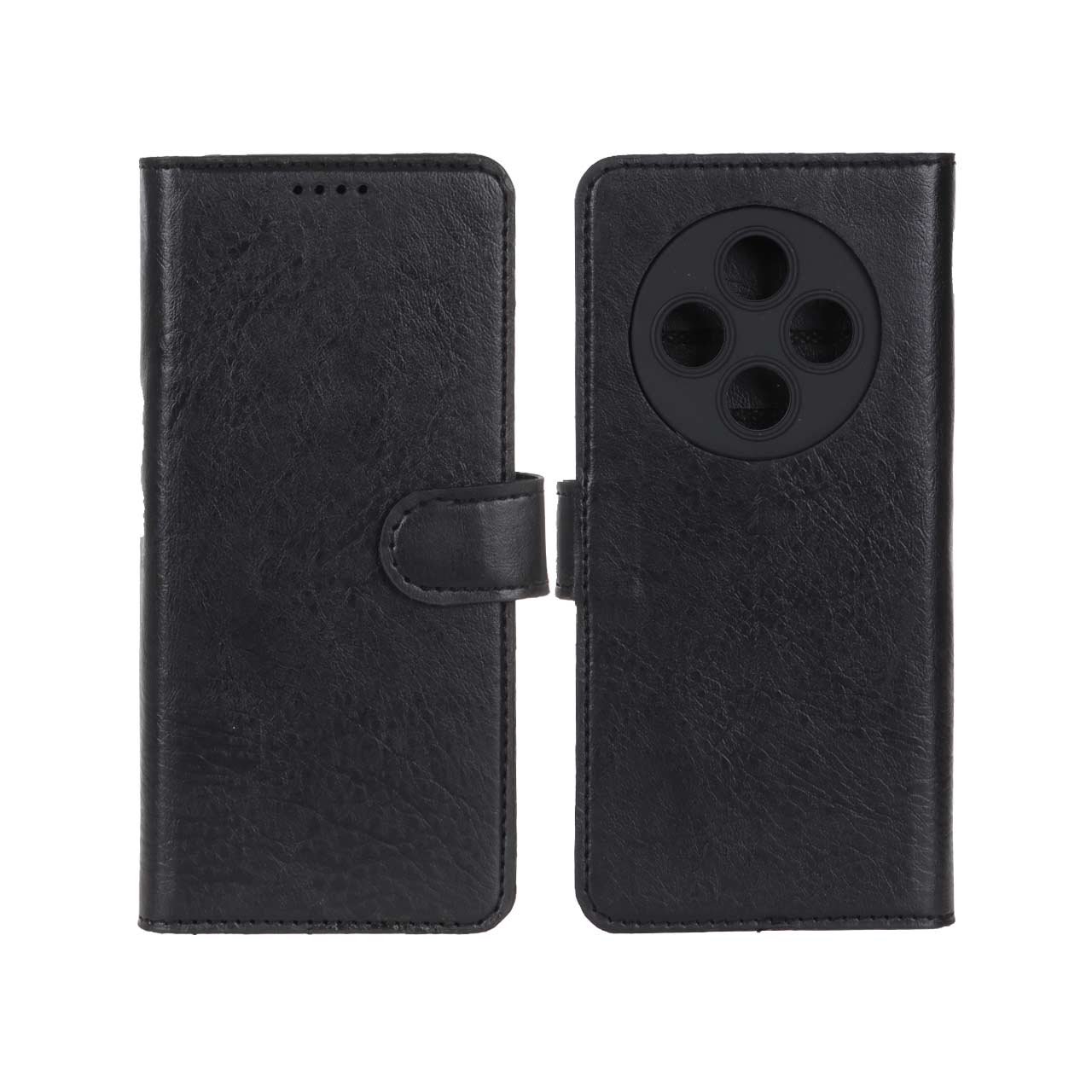 کیف موبایل چرمی مگنتی محافظ لنزدار Xiaomi Redmi 14C / Redmi A4 / Poco C75 - مشکی