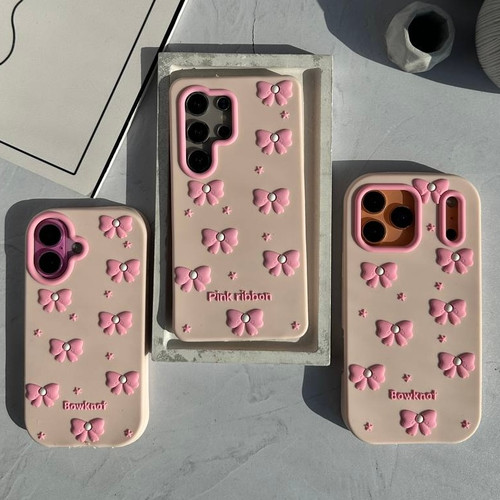 قاب سیلیکونی پاپیونی دخترونه صورتی سامسونگ