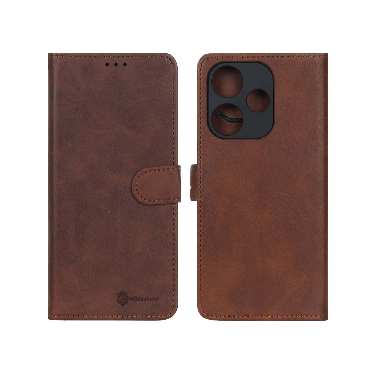 کیف موبایل چرمی مگنتی Nillkin مدل Xiaomi Redmi 13X / Redmi 13 4G / Poco M6 4G - قهوه ای
