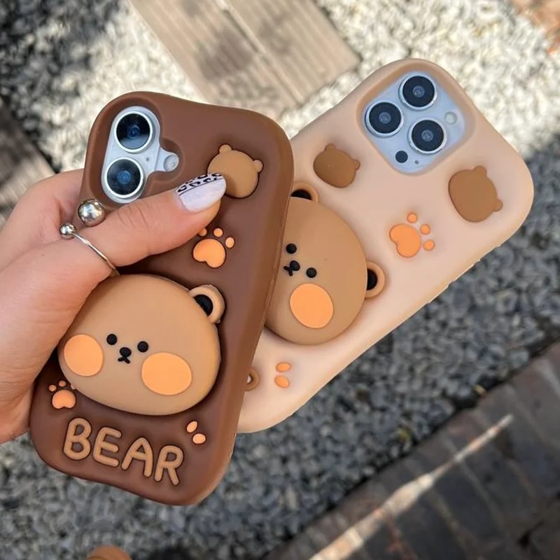 قاب گوشی خرسی Bear استندشو  iPhone 16 pro