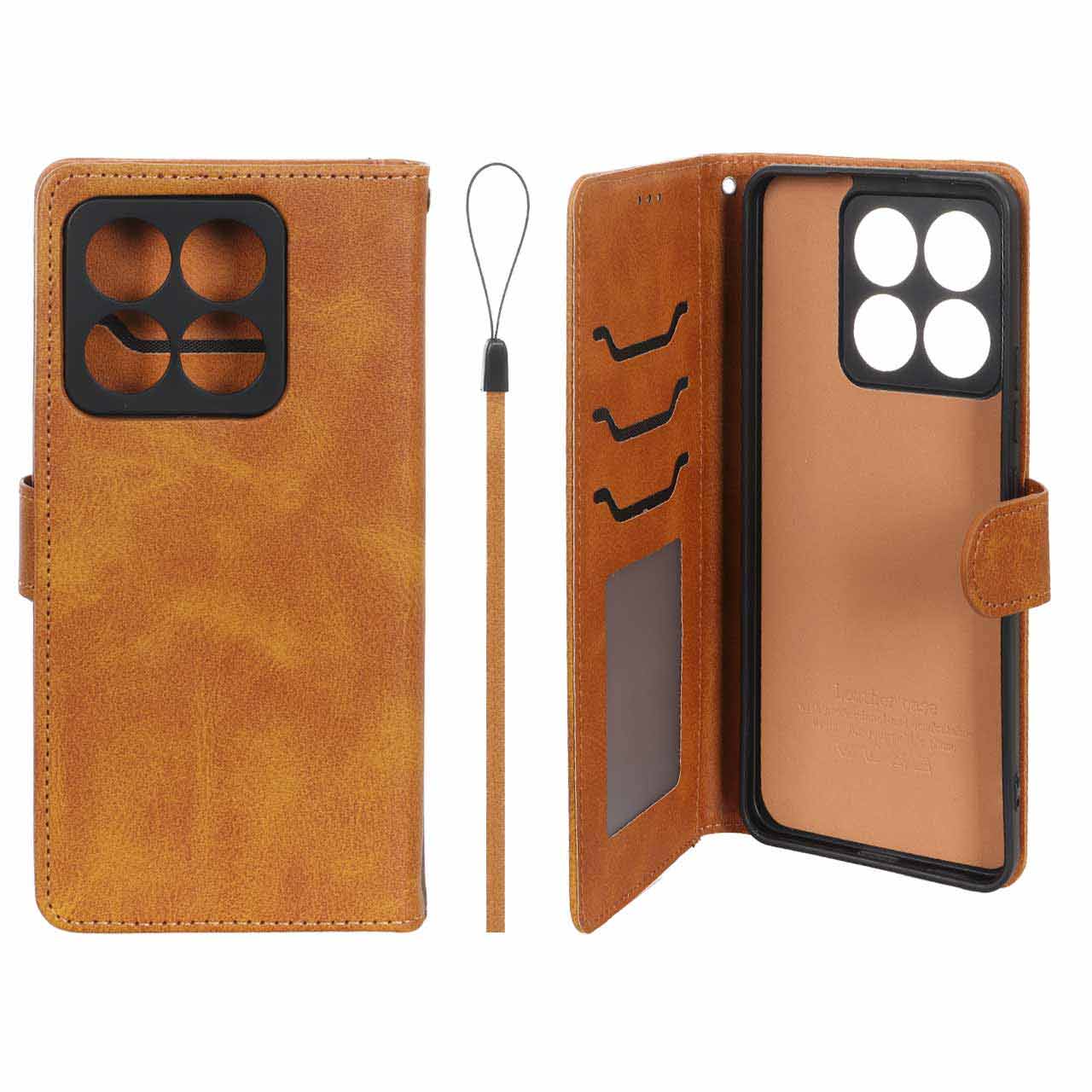 کیف موبایل مگنتی مدل Xiaomi Mi 14T/Xiaomi Mi 14t pro- عسلی