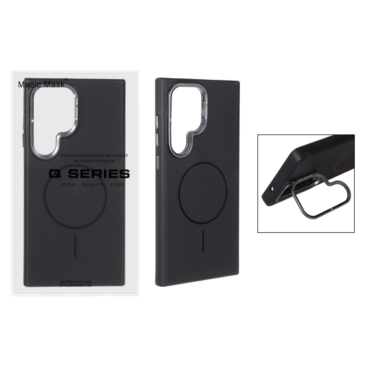 قاب Bracket Lens Q Series لنز آلومینیومی استندشو MagSafe مدل Samsung Galaxy S24 Ultra - مشکی