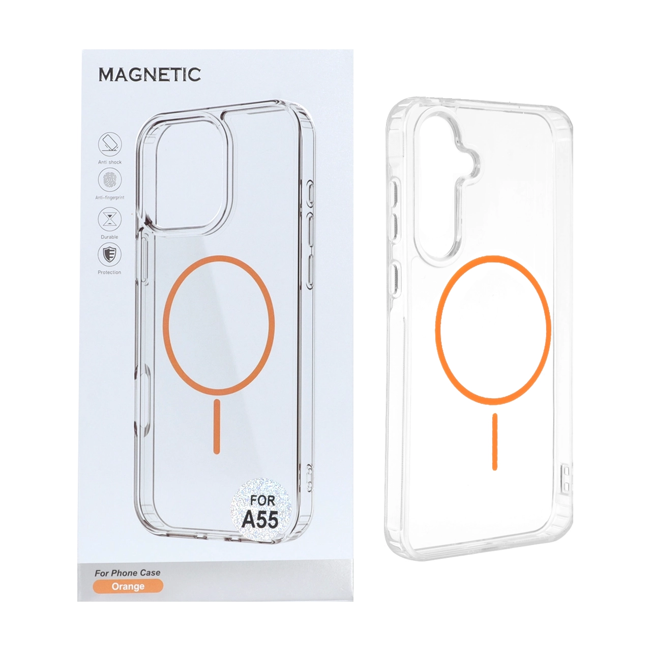 قاب اورجینال Magnetic دور ژله ای MagSafe مدل Samsung Galaxy A35 / A55 - نارنجی