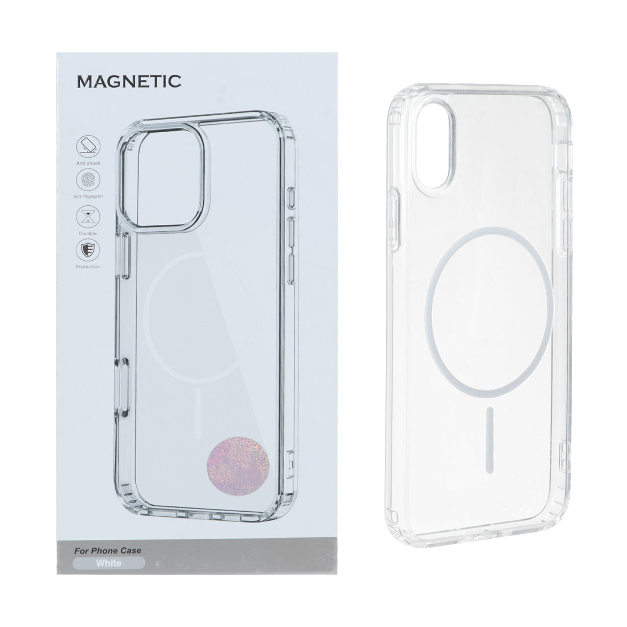 قاب اورجینال Magnetic دور ژله ای MagSafe مدل Apple iPhone X / iPhone XS - سفید (پک دار)