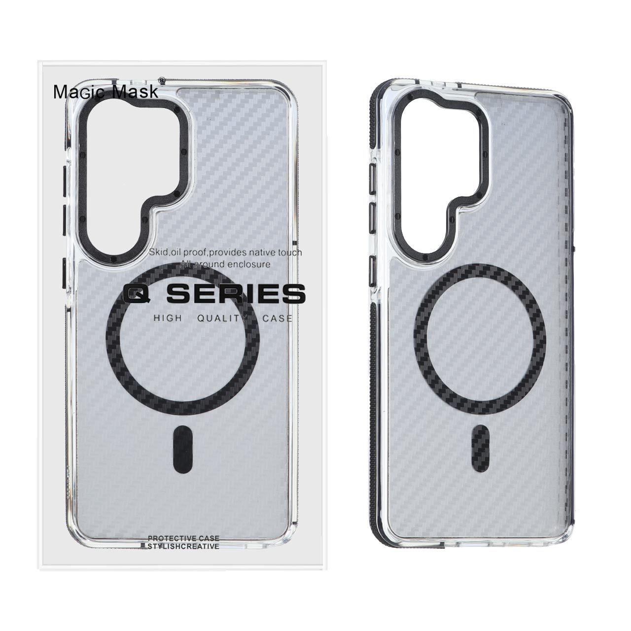 قاب اورجینال Q Series پشت کربن MagSafe مدل Samsung Galaxy S26 Ultra - مشکی (پک دار)
