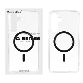 قاب اورجینال Magic Mask پشت سخت شفاف MagSafe دور ژله ای Samsung Galaxy S24 FE - مشکی (پک دار)
